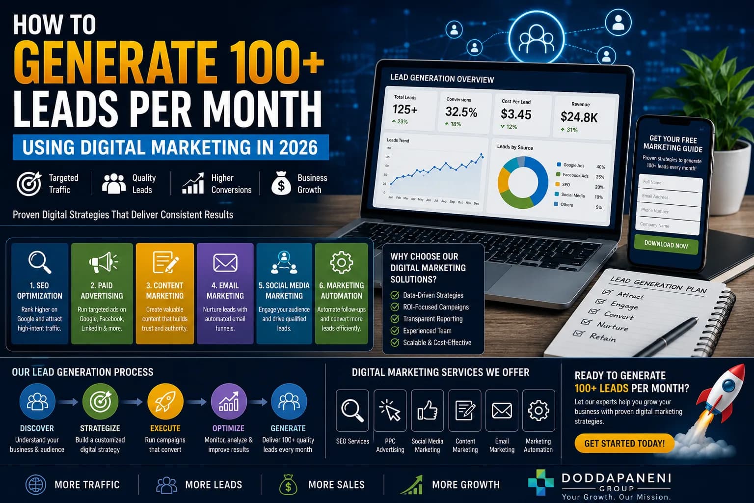 How to Generate 100+ Leads Per Month Using Digital Marketing in 2026